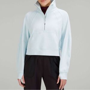Lululemon Scuba Oversized Funnel Neck Half Zip Sheer Blue M/L NWT